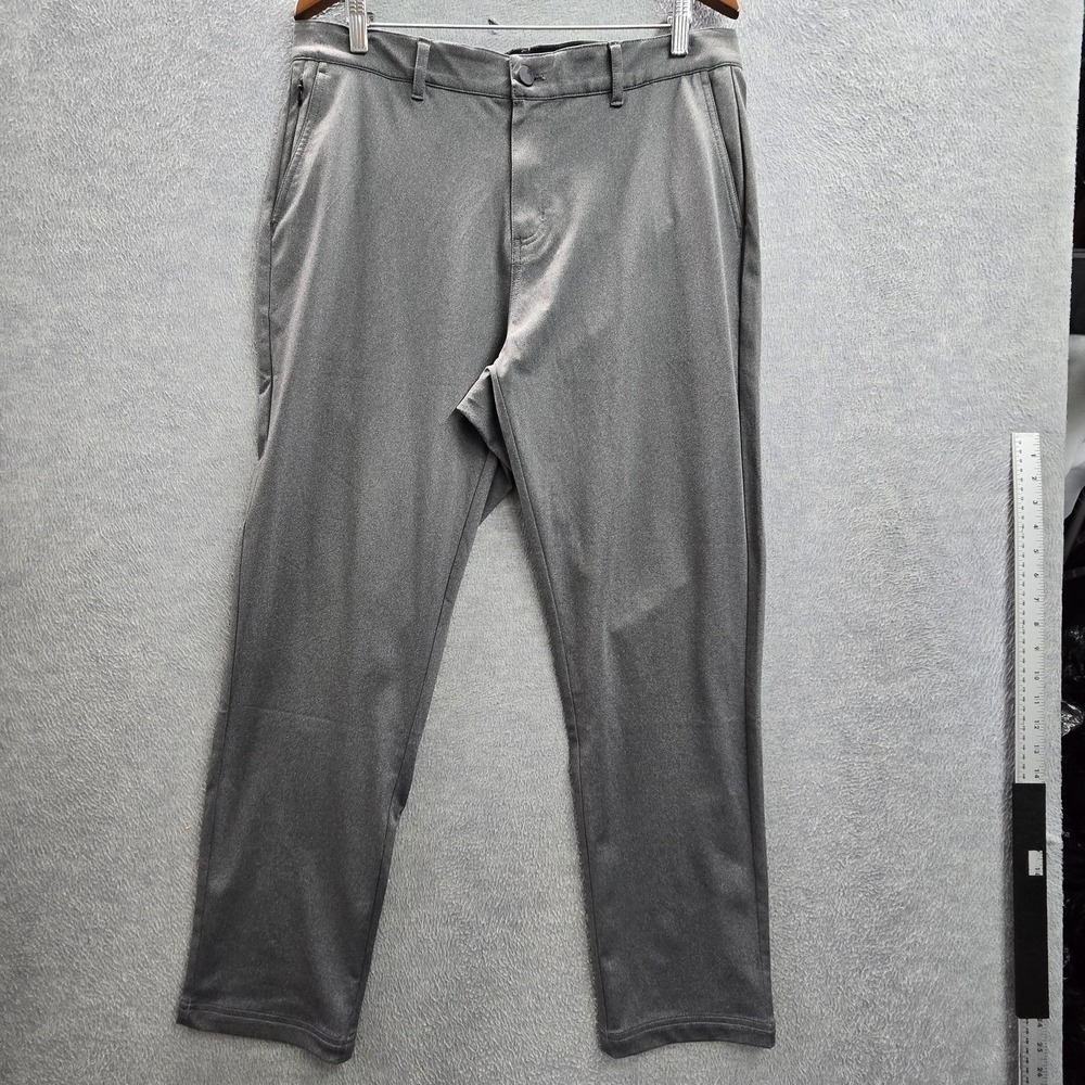 01.ALGO Men Pants 34 Gray Heather Chino Golf Performance Zipper 27" Inseam